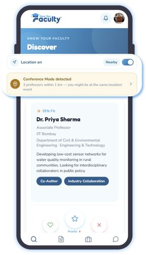 Conference Mode detected — nearby professors at the same event